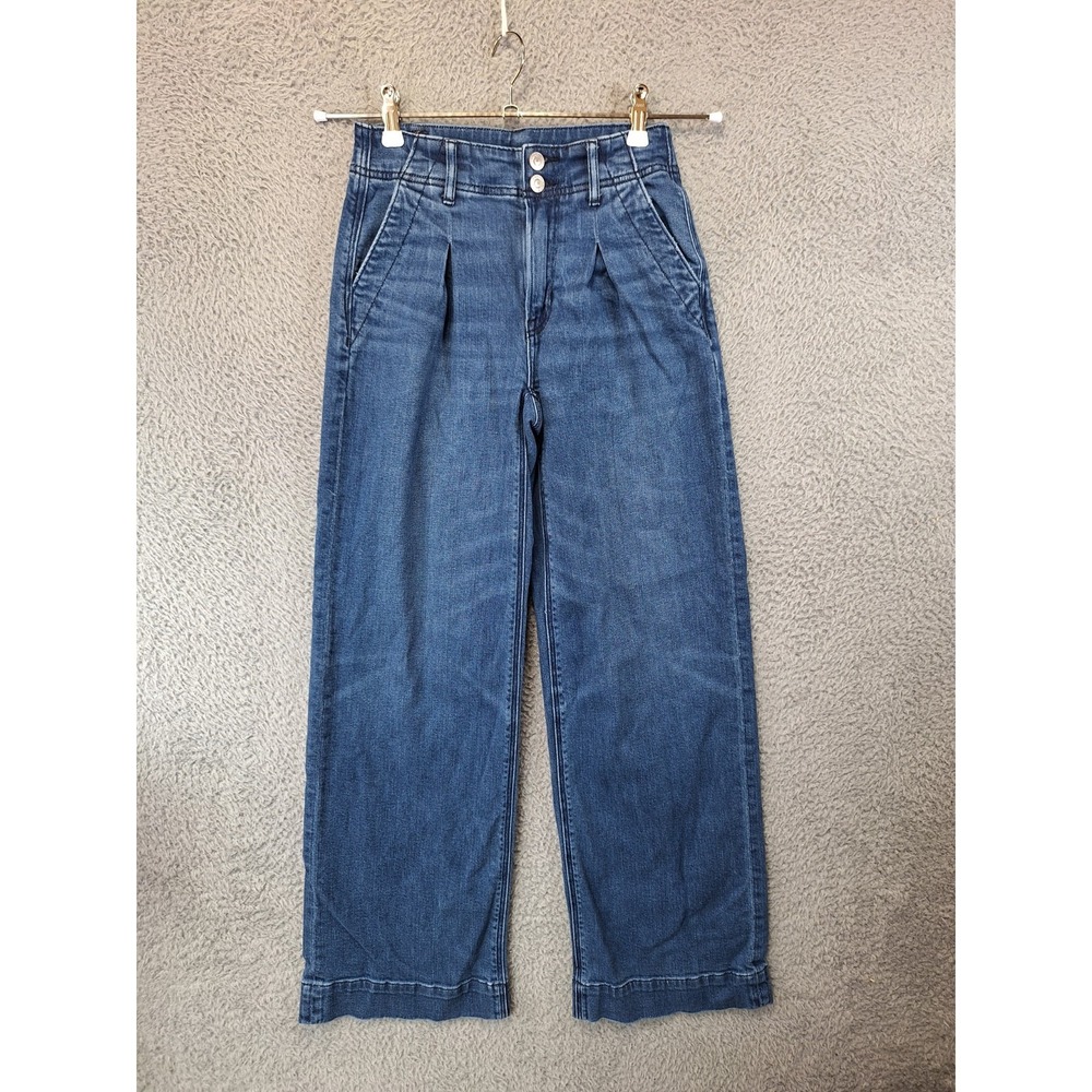 American Eagle Jeans Women 000 (Fits 24x29) Denim High Waisted Baggy Wide Leg‎
